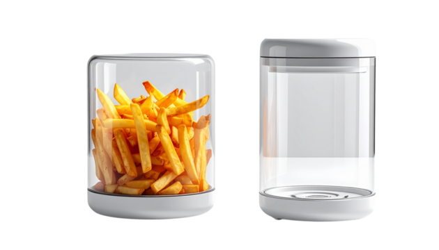 Digital See-Through Air Fryer Concept — isolated on transparent background