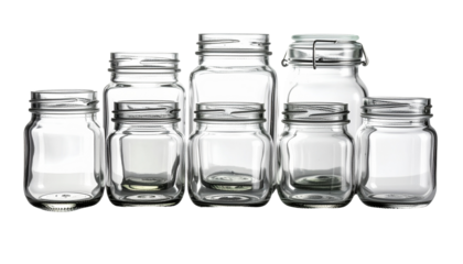  Vintage and Modern Glass Jar Pair – isolated on transparent background