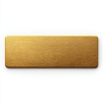 Stylish photo of brushed gold rectangle name tag or plaque with textured surface