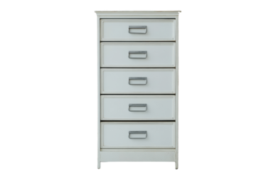 White drawer filing cabinet isolated on transparent background. White file cabinet with drawers isolated on white background.