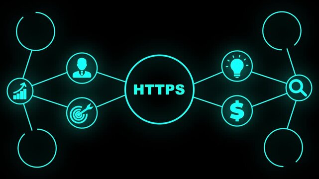 Digital Network Connection HTTPS Global Technology Concept with Icons
