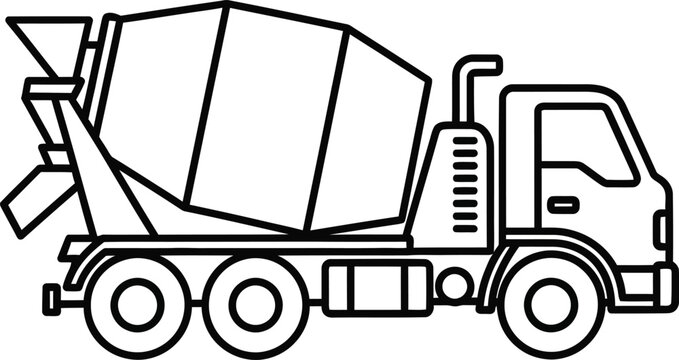 black and white cement mixer truck clip art preview