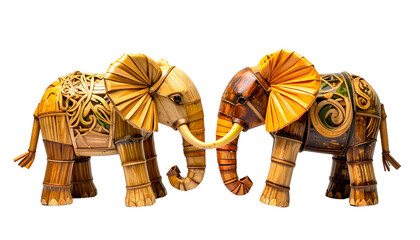 Artistic Bamboo Elephant Craftwork – isolated on transparent background