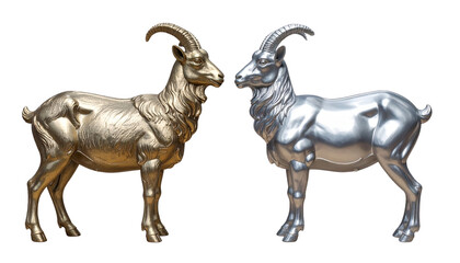  Smooth Metallic Silver Goat Artwork Isolated on White