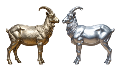  Smooth Metallic Silver Goat Artwork Isolated on White