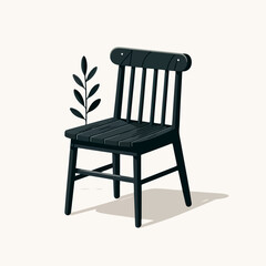 flat illustration of wooden chair
