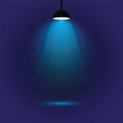 Bright blue spotlight illuminating a dark purple background creating a mystical ambiance