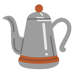 Coffee Pouring Kettle in Flat Minimal Style for Café Design