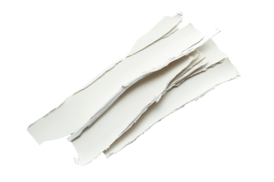 Torn white paper strips isolated on transparent background. White ripped paper torn edges strips isolated on white background. - Powered by Adobe