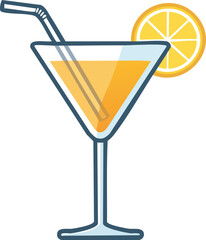 Refreshing orange juice cocktail with citrus garnish and straw
