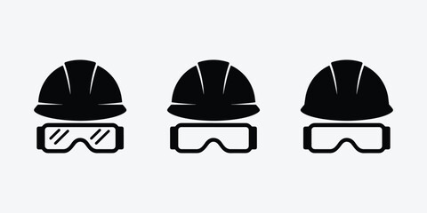 Minimal construction helmets and safety glasses isolated on white background