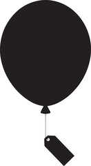 Black inflated balloon with empty tag vector template for shopping design