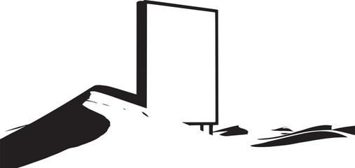 Blank Black Billboard Mockup Illustration Empty Advertisement Banner Street Sign Vector