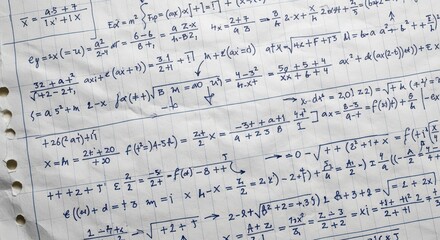 Handwritten mathematical equations on lined paper