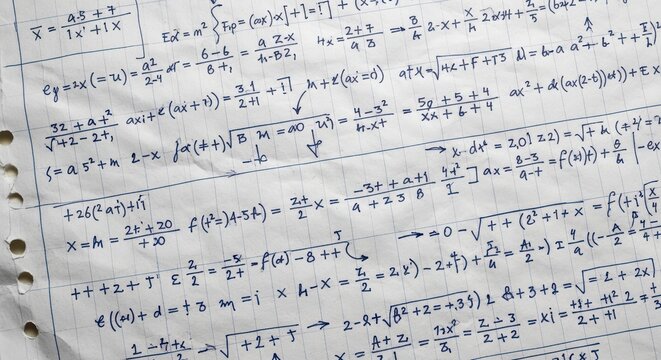 Handwritten mathematical equations on lined paper - Powered by Adobe