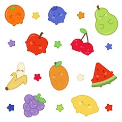 Cute Fruits Wallpaper Vector Design Illustration