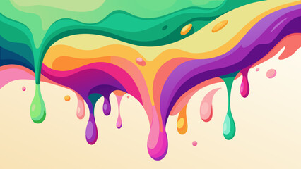 Abstract colorful dripping paint waves and blobs background