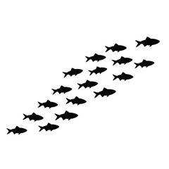 Black Silhouette Flock of Fish Vector Design