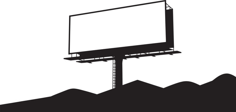 Empty billboard silhouette isolated on mountains roadside marketing advertisement