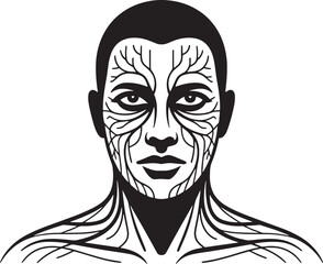 Facial Anatomy Veins Arteries Vascular System Human Face Vector Illustration