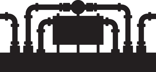 Industrial Pipe System: Factory Plumbing Silhouette, Construction Engineering