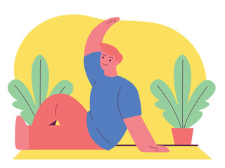 Young man practicing yoga.