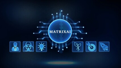 Matrixai Digital Network with Business and Science Icons technology connection
