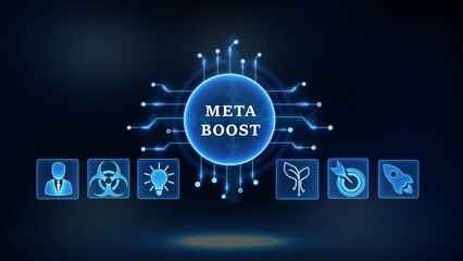 Meta Boost Technology Concept with Digital Circuitry and Icons network