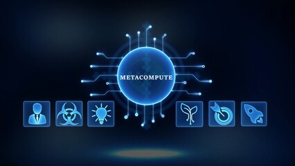 METCOMPUTE Digital Network Hub with Icons for Business Growth Innovation and Launch technology