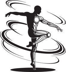 Robot Ballet Dancer Art Tech Innovation Isolated Concept Vector Silhouette Design