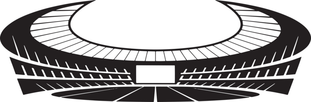 Stadium arena illustration. Sport stadium building silhouette vector isolated on png