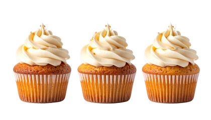 Delightful frosted cupcakes sweet treats three delectable baked goods each adorned with creamy sweet frosting ideal dessert