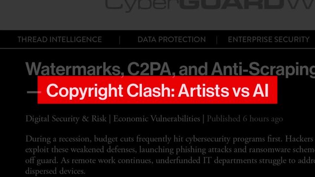 Copyright Clash: Artists vs AI &mdash; Tech & Media News Headline Text Animation