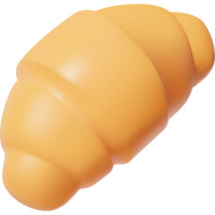 Golden Croissant Pastry Isolated on White Background Minimalist 3D Render
