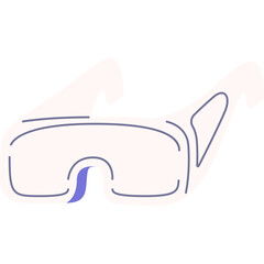 Digital Illustration Of A Pair Of White Eyeglasses With A Blue Accent On A Transparent Background