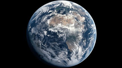 Obraz premium AI-generated image - Satellite photograph of planet Earth showing detailed continents, oceans, and clouds from space with a calm and majestic atmosphere.