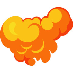 Explosion Cloud Burst Abstract Shape in Fiery Orange and Yellow Hues with Transparent Background and Doodle Style Elements