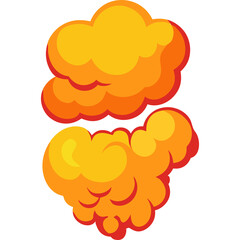 Explosion Cloud In Bright Orange And Yellow Tones On A Transparent Background With Pixel Art Style