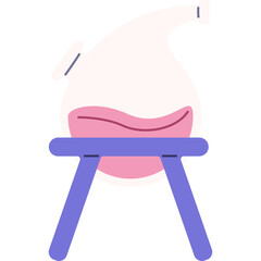 Flat Design Illustration of a Laboratory Flask Containing Pink Liquid on a Purple Stand with a Transparent Background