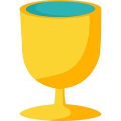 Golden Chalice With Teal Liquid And Yellow Stem On Transparent Background