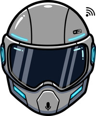 Fototapeta premium Futuristic Smart Helmet with Integrated Technology and Communication Features.