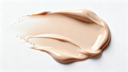 Luxurious creamy cosmetic texture applied on a white background