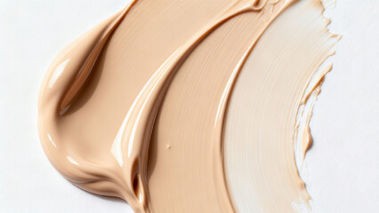 Luxurious creamy cosmetic texture applied on a white background