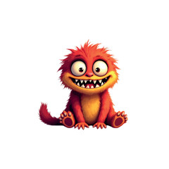 Vsai cute smiling red furry monster sitting looking happy