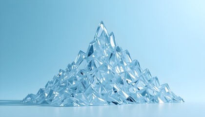 Stunning abstract mountain peaks crafted from clear, crystalline ice, reflecting light