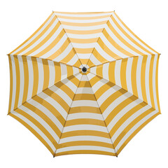 Top view of a bright yellow and white striped outdoor patio umbrella for sun protection vector