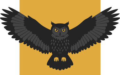 Majestic great horned owl spreading its wings in flight with detailed feathers and intense eyes isolated on transparent background