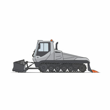 Grey Snowcat Side Profile Illustration with Plow