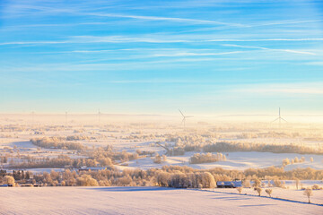 Scenic view at a rural landscape a cold winter day