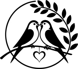love birds circle vector